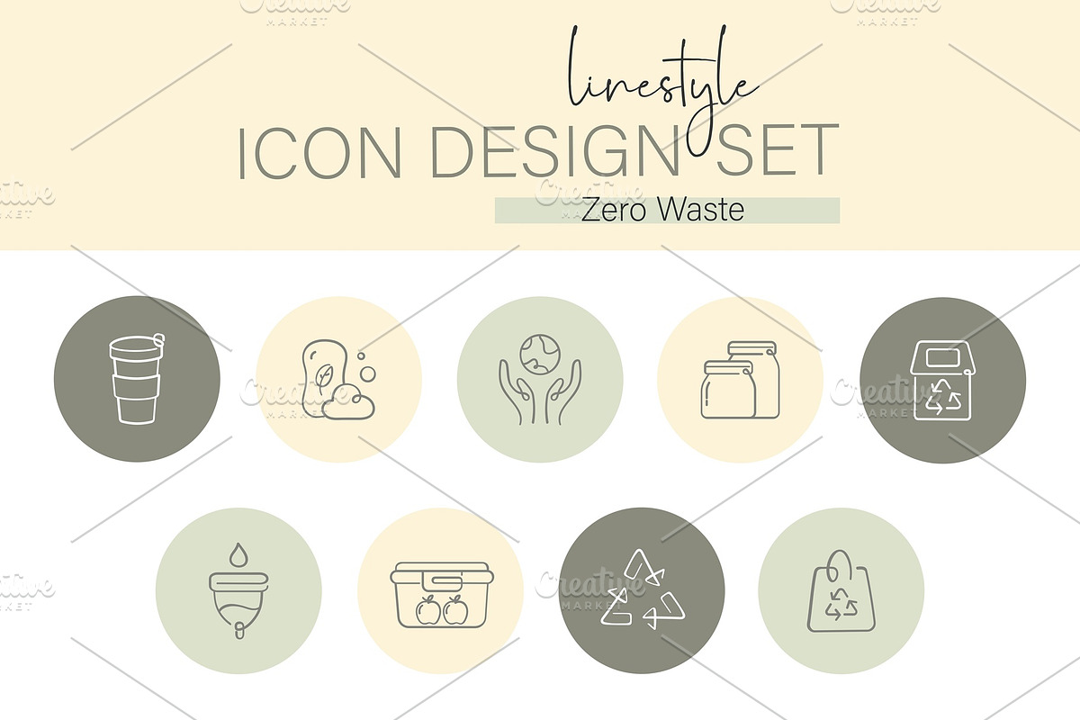 Linestyle Icon Design Set Zero Waste, an Outline Icon by pepulousdsg (Photo 1 of 2)