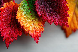 Closeup of vibrant autumn leaves with gradient hues from green t, a Nature Photo by José Manuel Gelpi