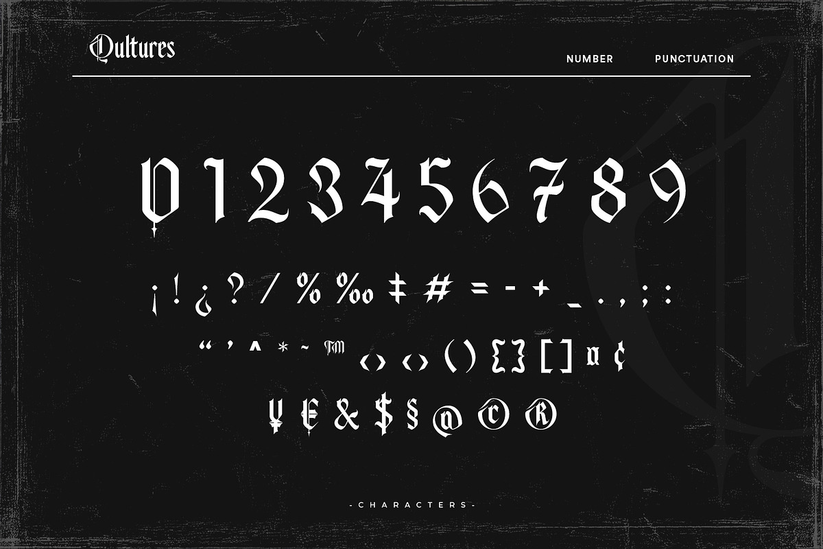 Qultures – Blackletter Typeface, a Blackletter Font by Almeera Std (Photo 10 of 11)