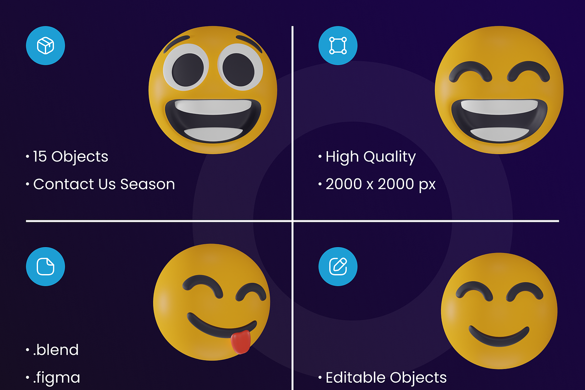 Happy Emoji 3D Illustration, a Characters & Person 3D Model by Vektora Studio (Photo 2 of 6)