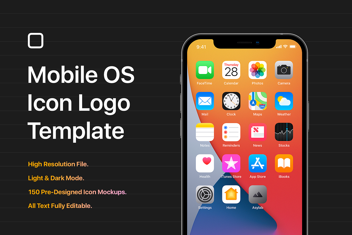 Mobile OS Icon Template Mockup - PSD, an iPhone Mockup by Asylab (Photo 1 of 34)