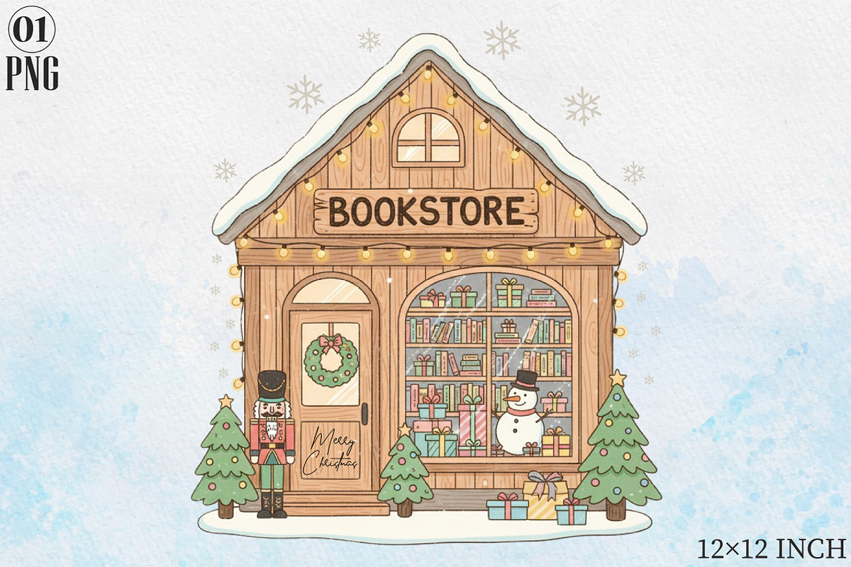 Cozy Christmas Bookstore PNG, an Illustration by Libby Wishes (Photo 1 of 6)