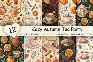 Cozy Autumn Tea Party Digital Paper