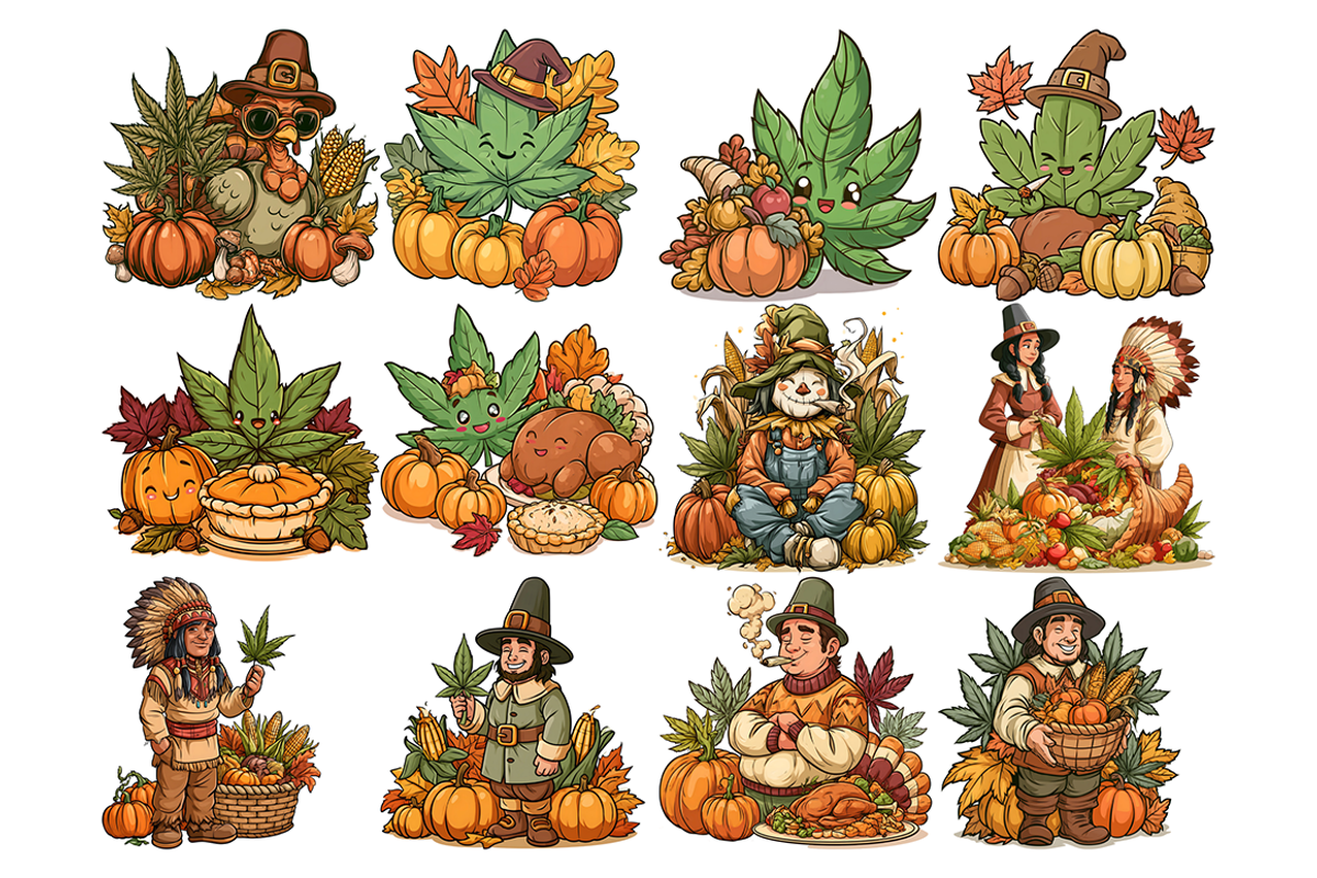Thanksgivin Cannabis Clipart, a Decorative Illustration by stickermadness (Photo 3 of 4)