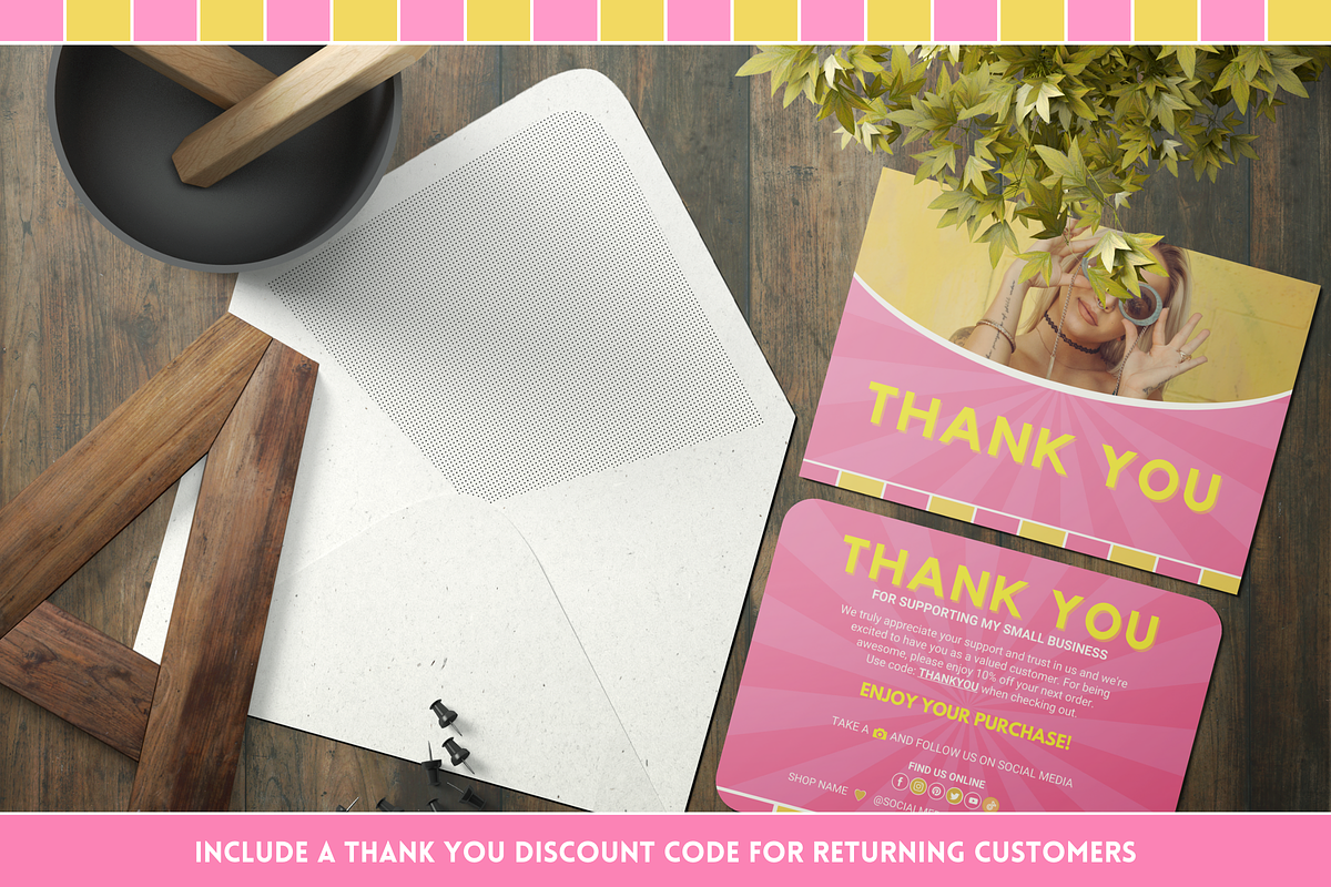 Pink Thank You Card, a Card Template by SunshineStudioBoutique (Photo 5 of 10)