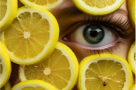 Intriguing Man lemon eyes. Generate, a Food & Drink Photo by Ylivdesign