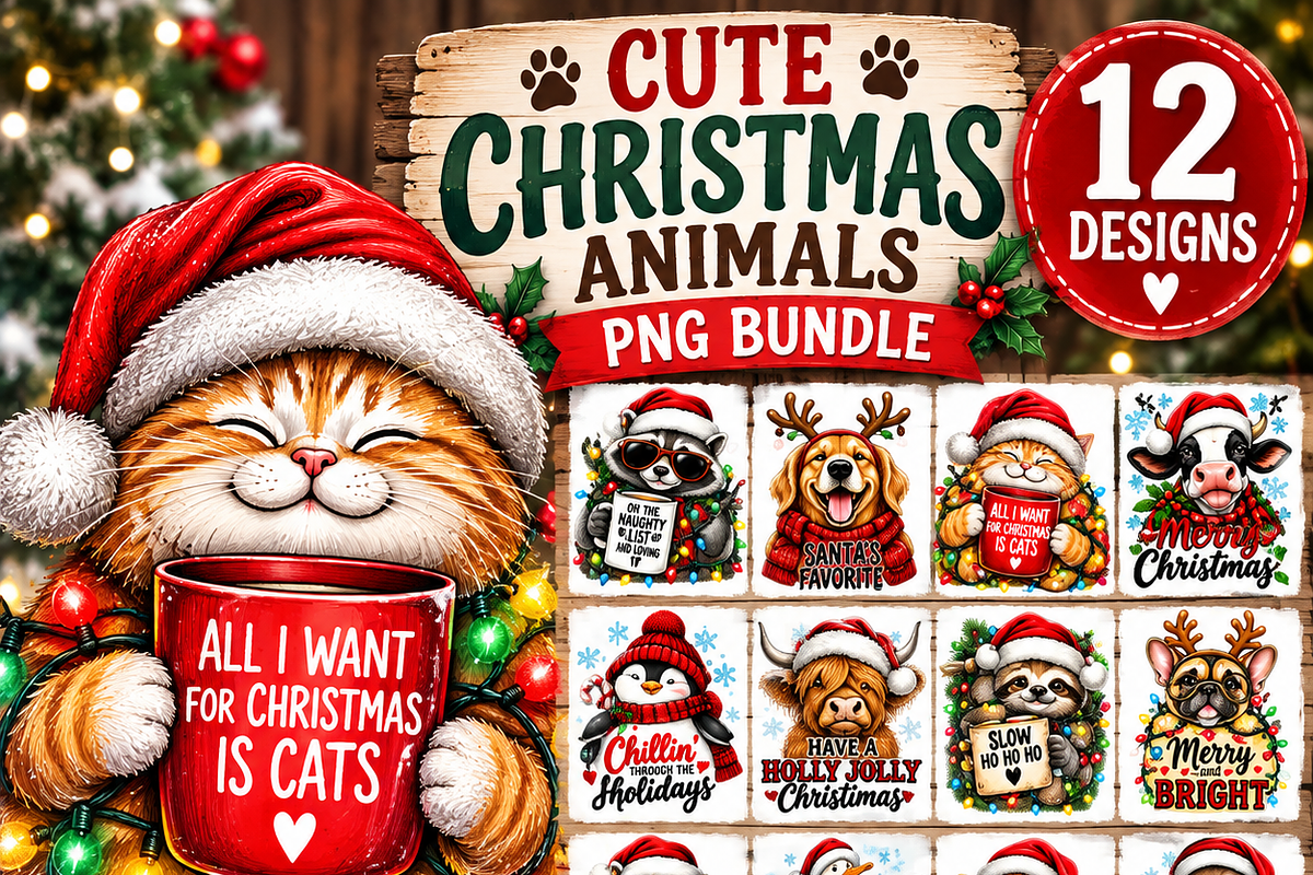 Christmas Animals PNG Bundle 28 pics, a Decorative Illustration by ElDesignState (Photo 2 of 15)