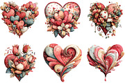 Whimsical Heart Valentine Clipart, an Illustration by CraftArtStudio (Thumbnail 3 of 6)