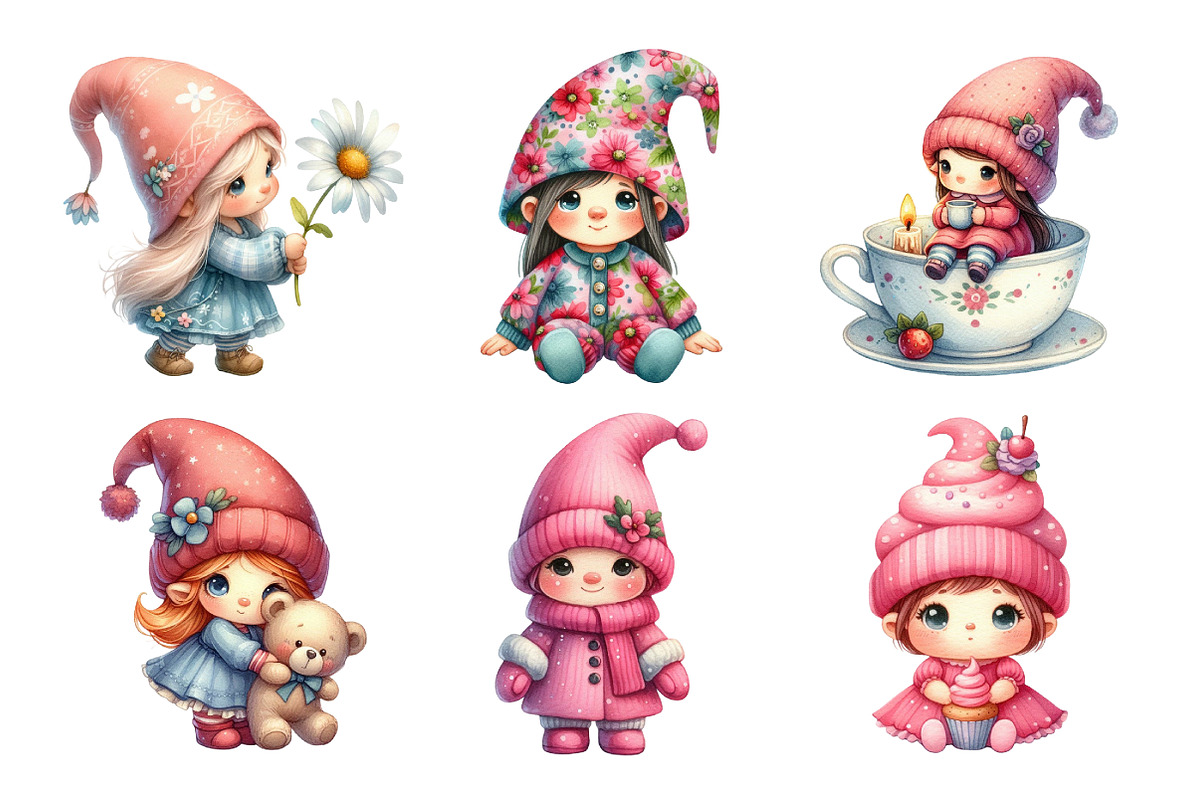 Gnome  Baby Girl Clipart, an Illustration by Daily.Designs (Photo 2 of 5)