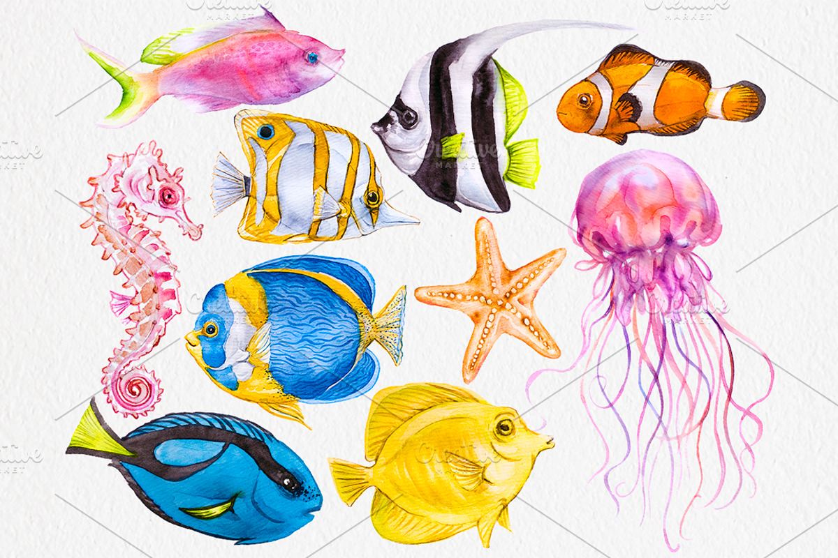 Watercolor Tropical Fishes, an Illustration by Anna Faun (Photo 2 of 4)