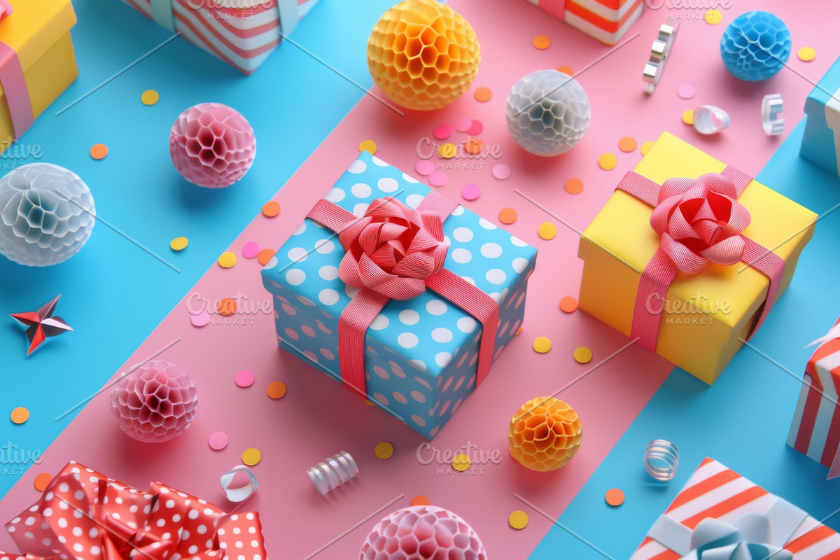 86 Gift boxes with ribbons and bows, a Holiday Photo by Handmadefont (Photo 62 of 90)