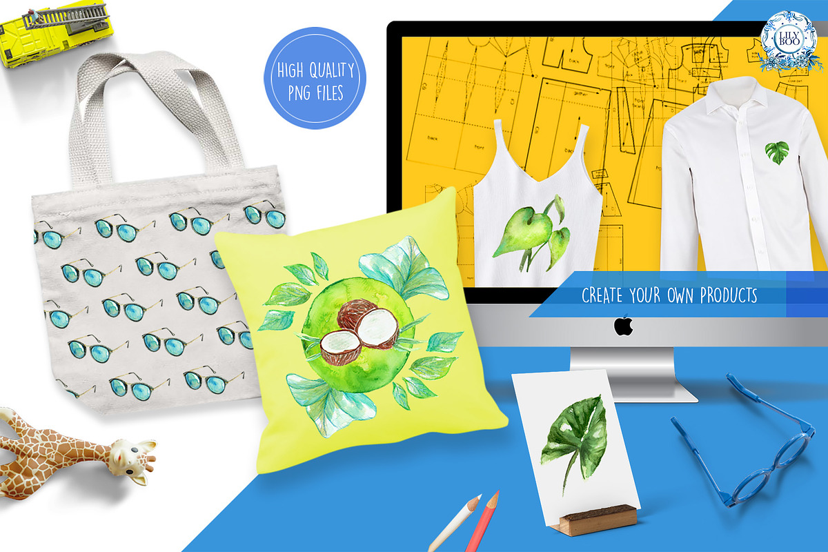 200 Tropical Watercolor Clipart, a Food Illustration by LilyBoo Clipart (Photo 6 of 8)