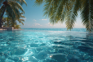 Tropical Pool Paradise Ocean View Pa, a Photo by Pixeness Studio