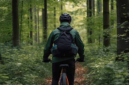 Cyclist with a backpack on the road, a Photo by Iftikhar Alam