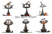 Quirky Christmas Cat Clipart, an Illustration by Craft Nest (Thumbnail 10 of 13)