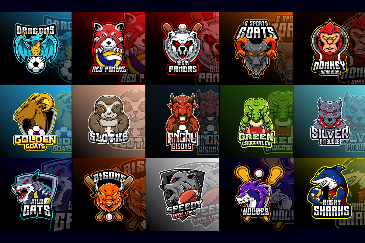 50 Animals Sport Mascot Team Badge, a Branding & Logo Template by Becris (Photo 7 of 7)