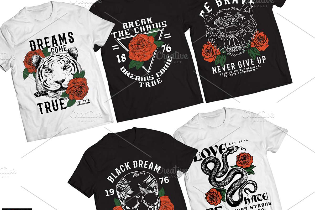 BLACK ROSES LINE T-SHIRT PRINT PACK, an Illustration by MKE Print Lab. (Photo 2 of 2)