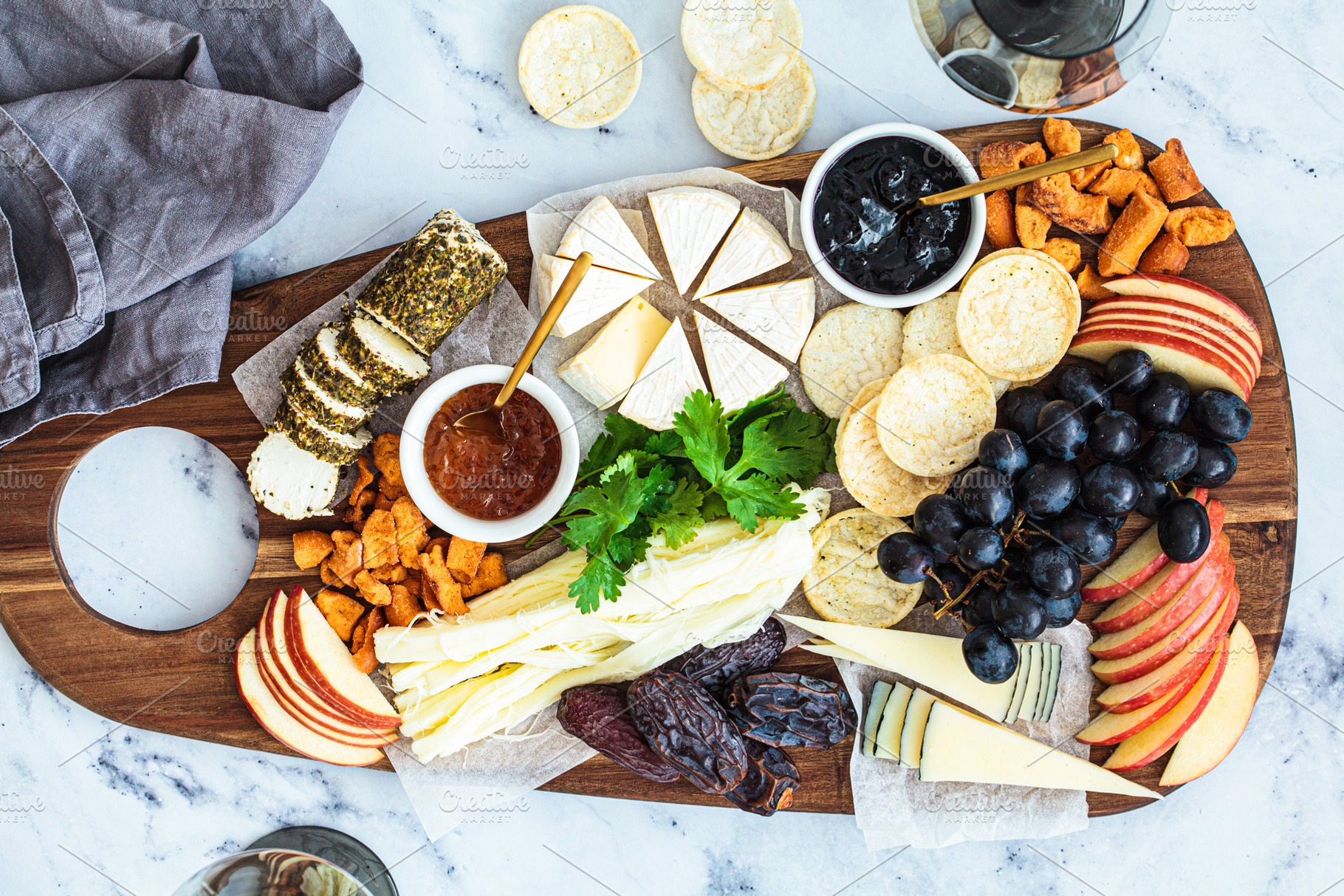 Cheese board with fruits and crackers., a Food & Drink Photo by vaaseenaa
