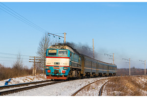 Diesel local train in ukraine featuring train, locomotive, and diesel, a Transportation Photo by Leonid Andronov