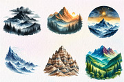 Watercolor Mountain Clipart, an Illustration by CreationArt (Thumbnail 9 of 9)