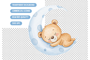 Watercolor Blue Gentleman Teddy Bear, an Animal Illustration by TatiMockup (Thumbnail 5 of 5)