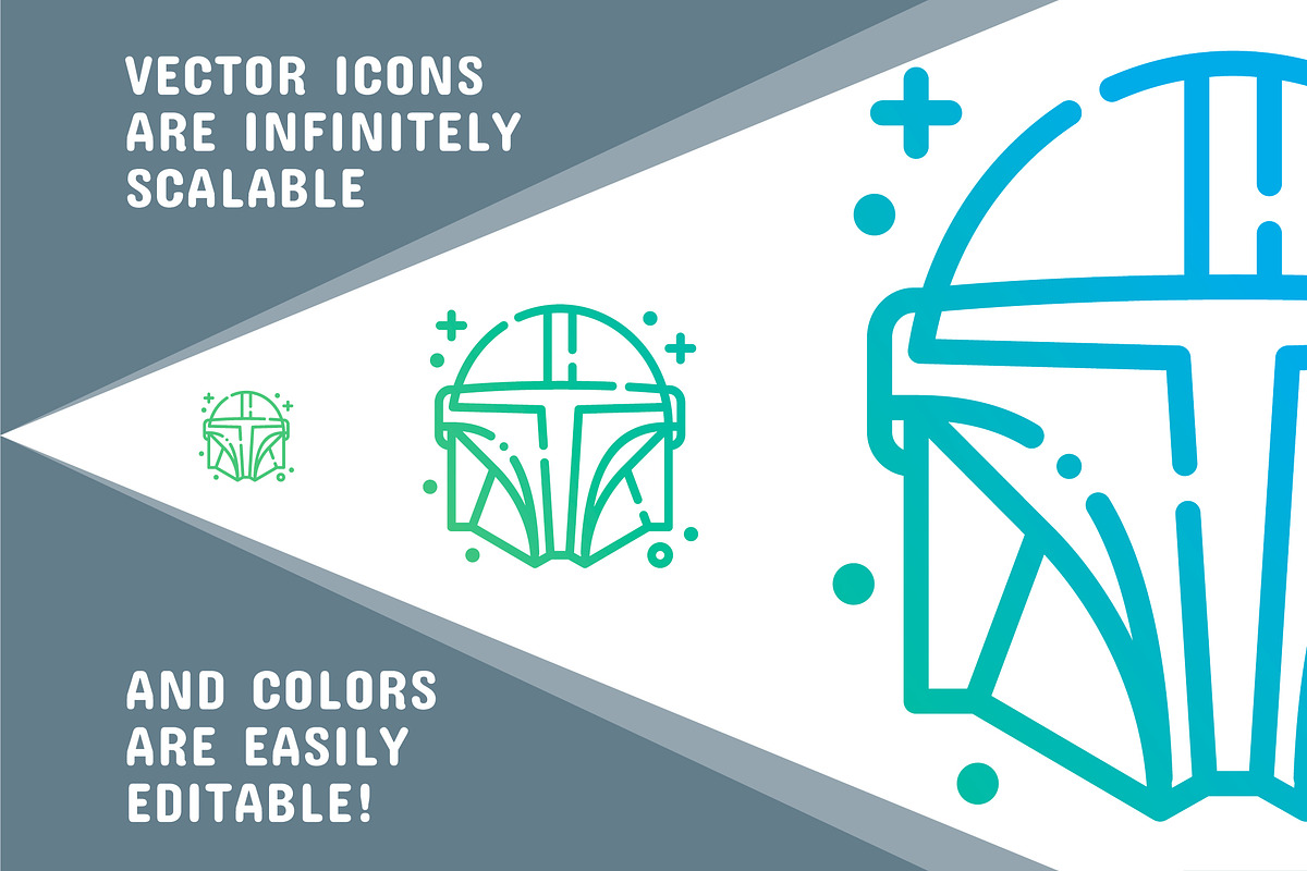 Man Oh Mando Line Art Icon Set, an Icon by C.Gordon Illustration