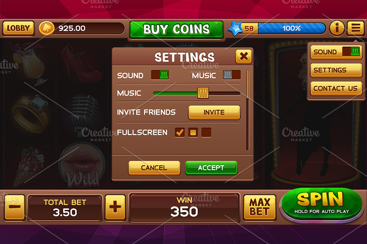 Pin-Up Girls Slots Game Kit, a Background Graphic by Saranai Store (Photo 9 of 10)