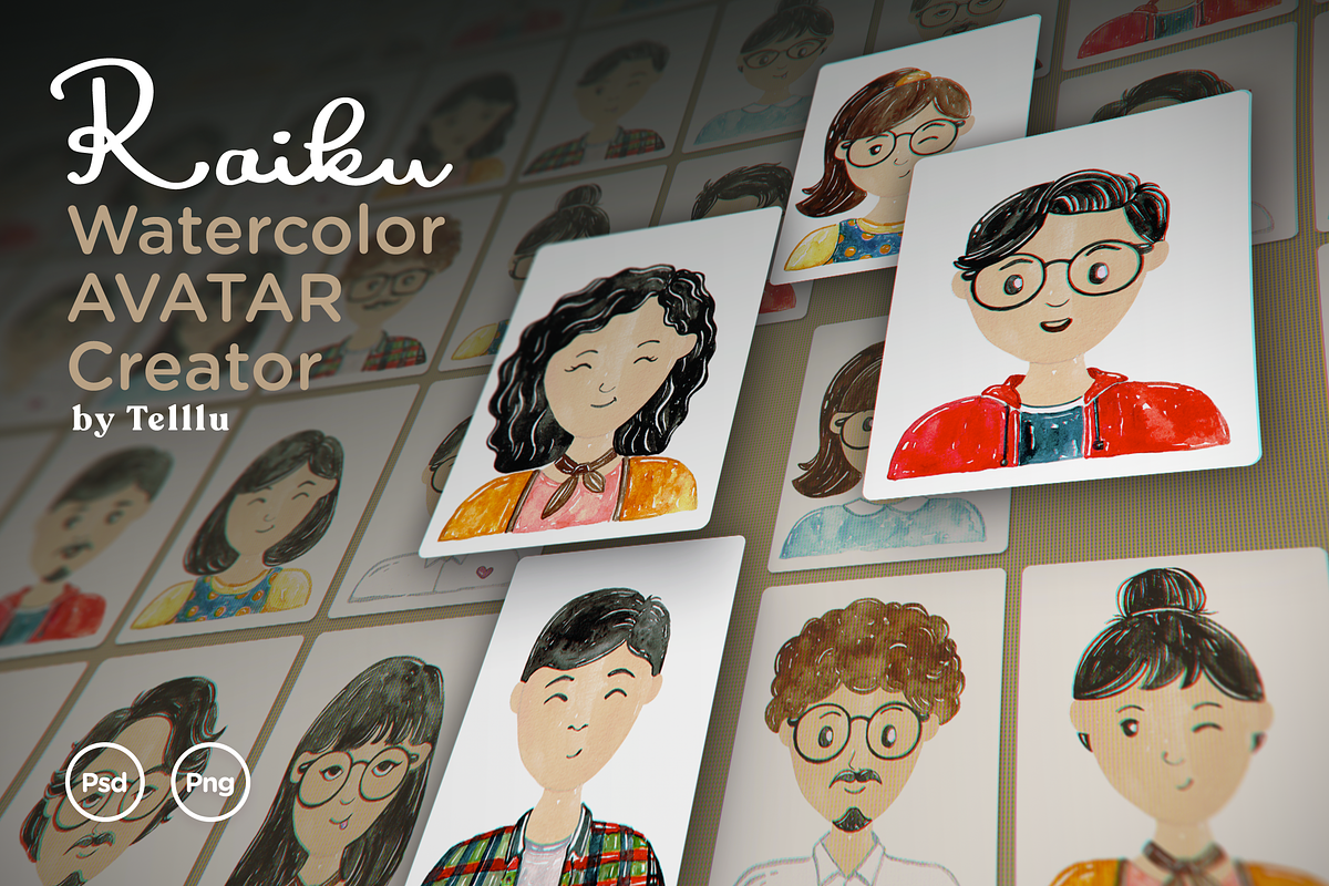 RAIKU - Watercolor Avatar Creator, an Illustration by Telllu & Friends (Photo 1 of 5)