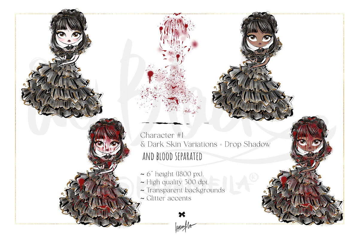 Gothic School Nerd Girl Clipart, a Seasonal Illustration by KaramfilaS (Photo 3 of 10)