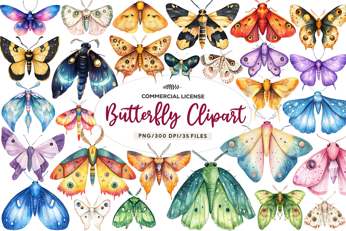 Watercolor Butterfly Clipart, an Illustration by CreationArt (Photo 1 of 9)