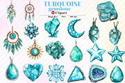 Turquoise Gemstone Png Clipart, an Illustration by Watercolor design (Thumbnail 1 of 12)