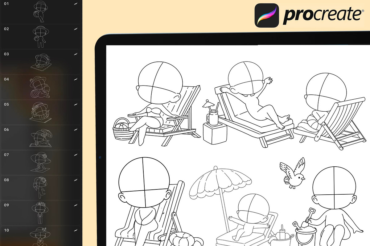 175 Procreate Chibi Summer Stamp, a Brush Add-On by DrawingStoryShop (Photo 3 of 10)