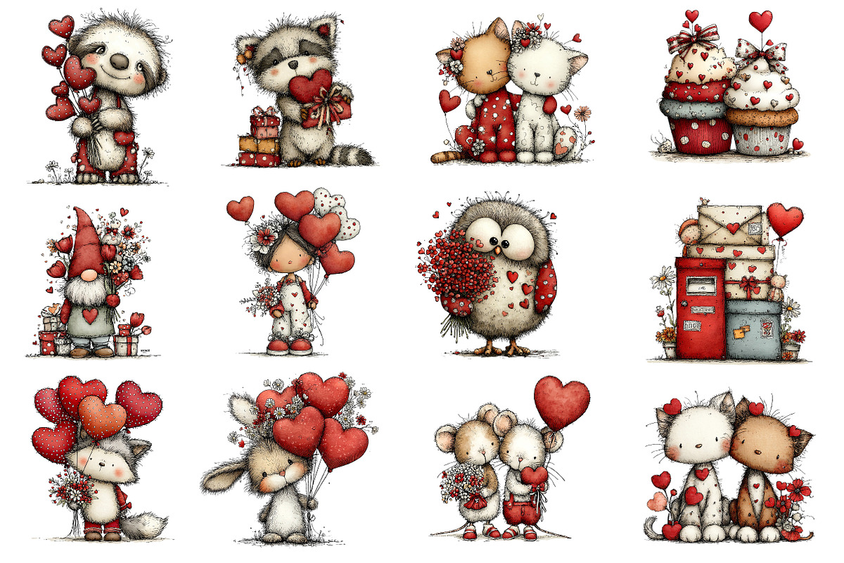 Whimsical Valentine's Day Clipart, an Illustration by Dream Creation (Photo 5 of 8)