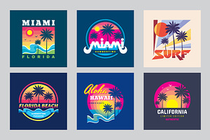 T-Shirt Summer Badges - Vector Set