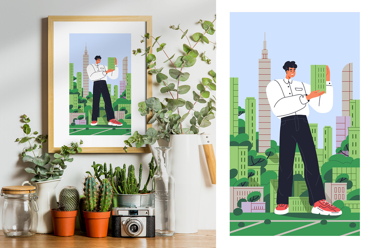 Giant people in city. Urban cards, a Person Illustration by Good Studio (Photo 2 of 5)