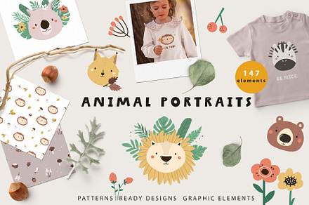 Animal Portrait Cliparts & Patterns, an Object Graphic by danceyourlife