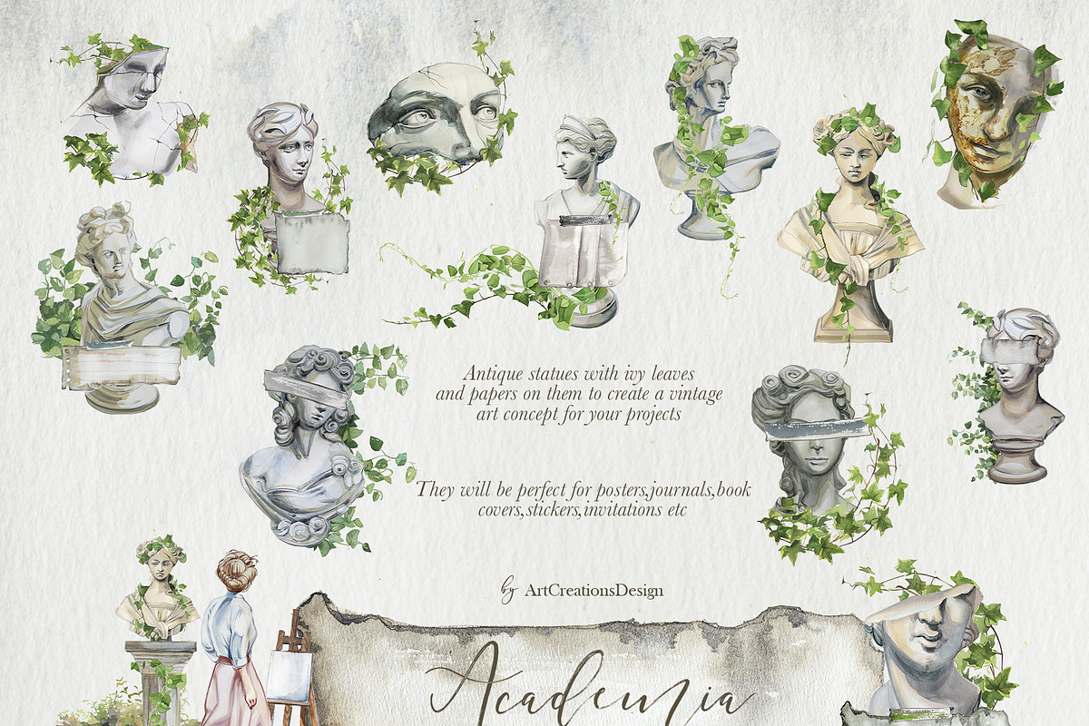 Authentic Hand-Painted Academia Set, an Education Illustration by ArtCreationsDesign (Photo 4 of 16)