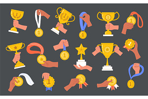 Awards in hands. Sport trophy, a Sport Illustration by Onyx