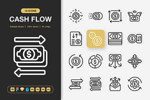 Cash Flow Icons, an Outline Icon by Spacepixel Creative
