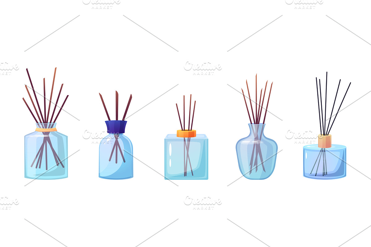 Empty aroma glass bottles. Diffuser, an Object Illustration by LadadikArt