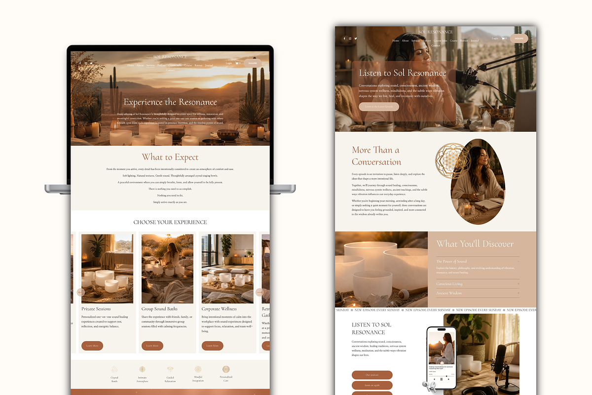 Sound Healing Squarespace Template, a Squarespace Template by Divinely Guided Studio (Photo 2 of 7)