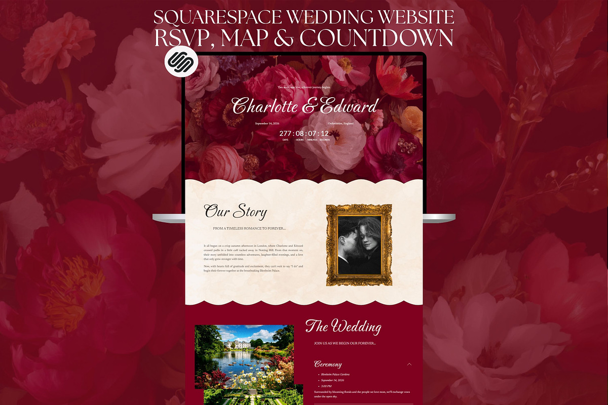 Floral Squarespace Wedding Website, a Squarespace Template by Sofia Designs (Photo 1 of 6)