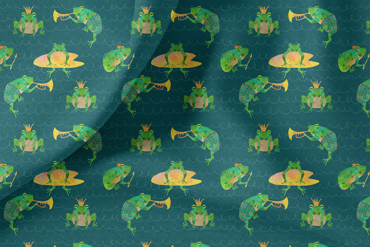 Cute Frogs Patterns Watercolor, a Pattern Graphic by watercolor kamill (Photo 6 of 10)