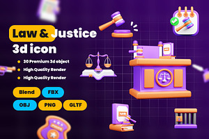 Law And Justice 3d Illustration Ico