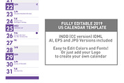 2019 US Calendar Poster Template, a Templates & Theme by Pingebat (Thumbnail 2 of 4)