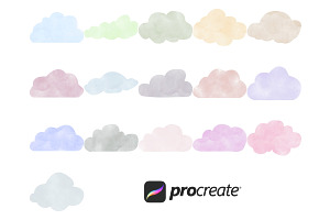 Watercolour Clouds Set 1 Procreate