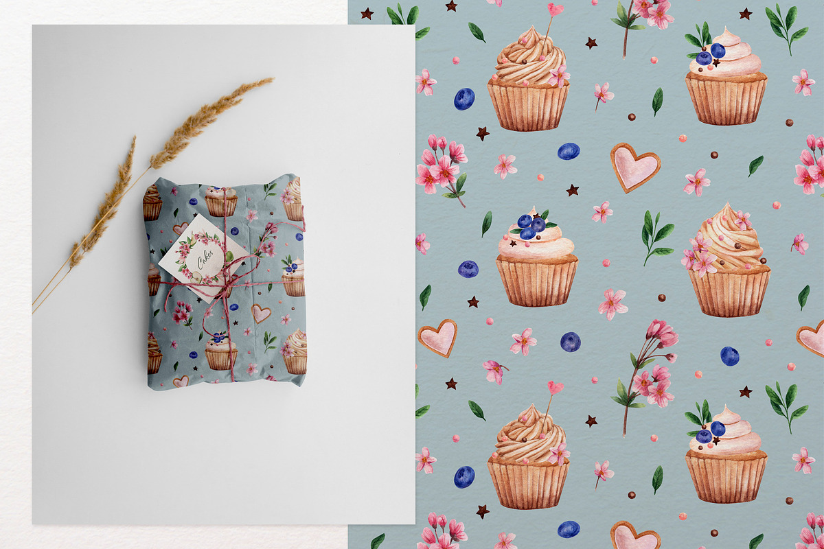 Cakes. Sweet watercolor clipart, a Decorative Illustration by a_ptichkina (Photo 9 of 11)