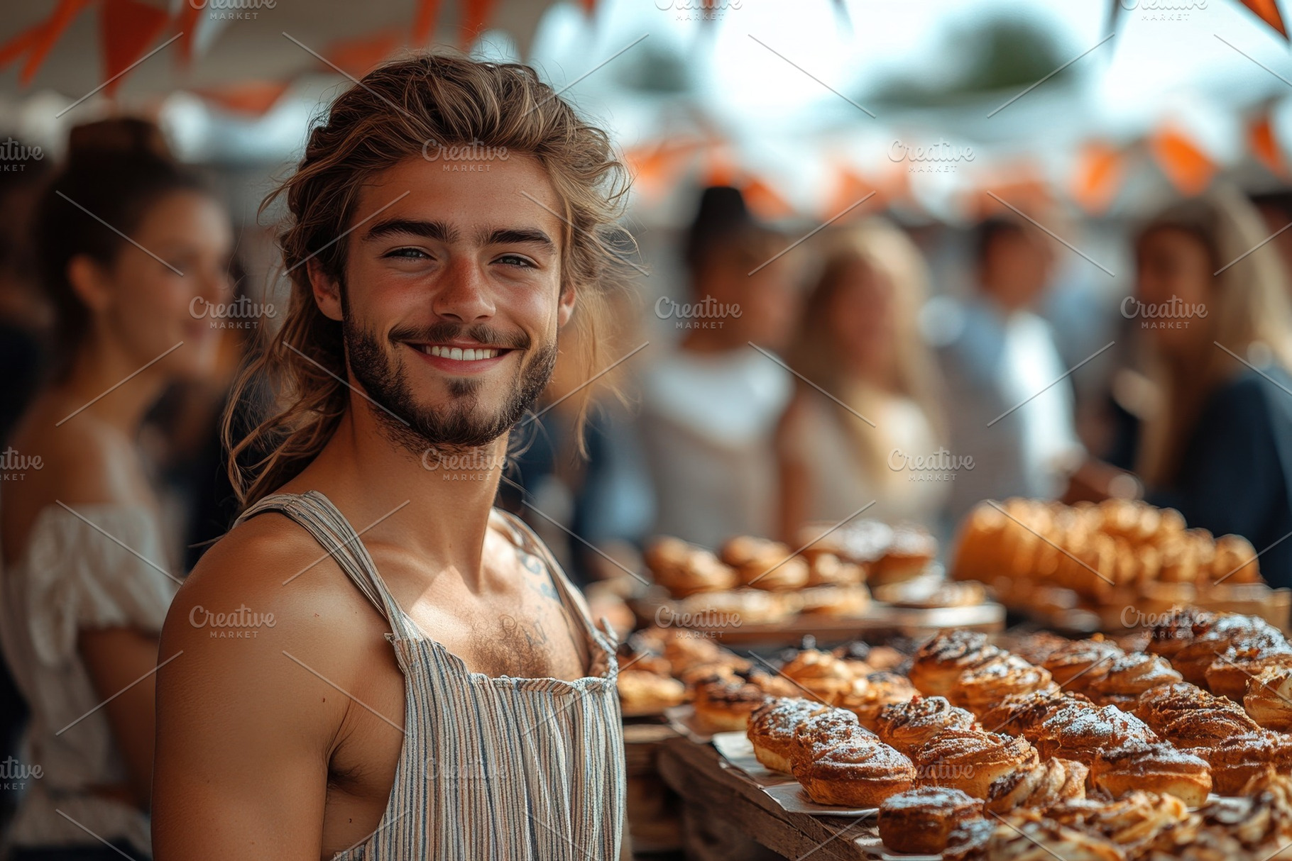 Smiling young man enjoying a busy ou, a Photo by Tanuart