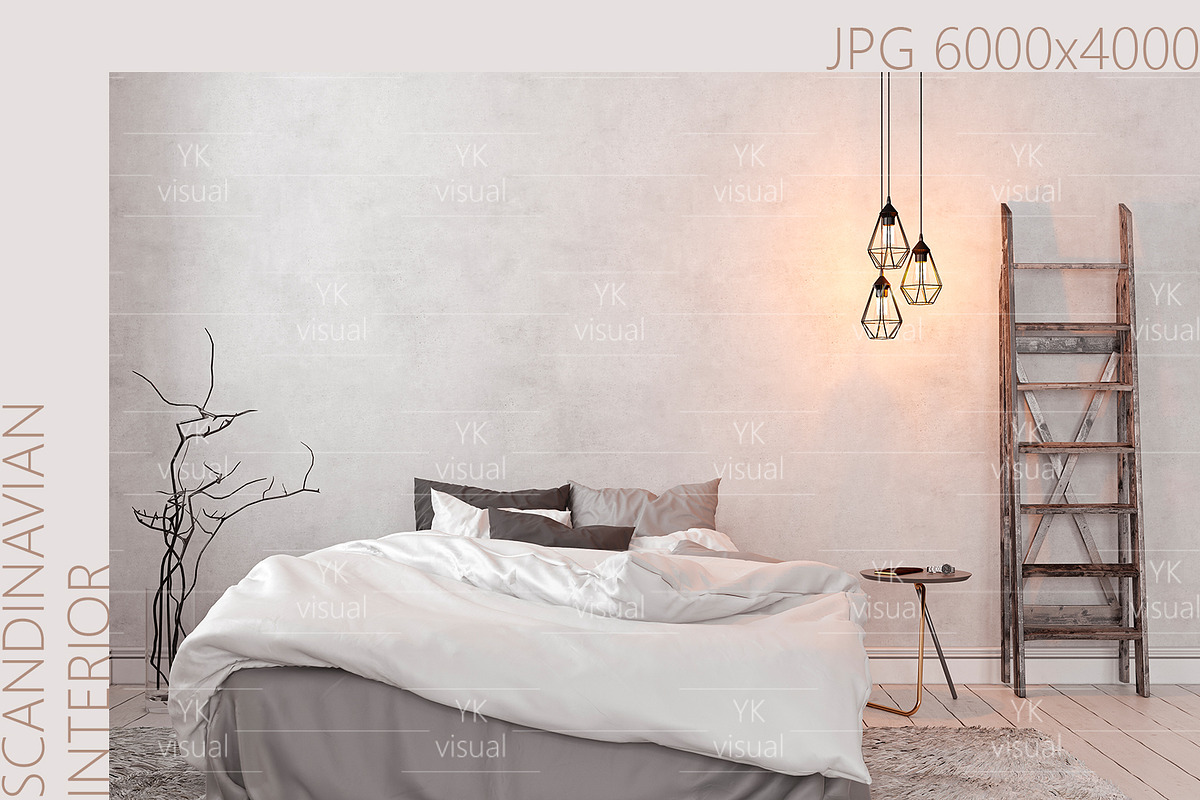 WHITE SCANDINAVIAN BEDROOM, a Household Mockup by YKvisual (Photo 1 of 2)