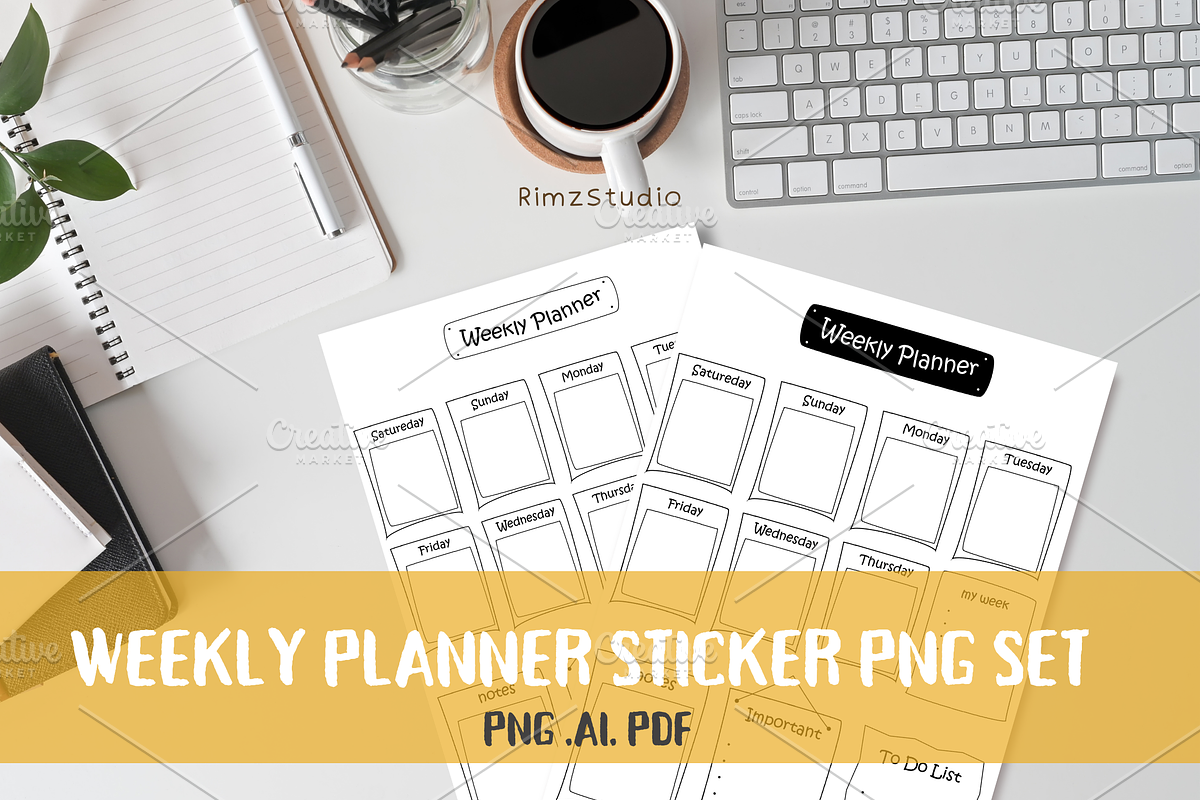 Weekly Planner Sticker Vector, a Templates & Theme by RimzStudio (Photo 1 of 3)